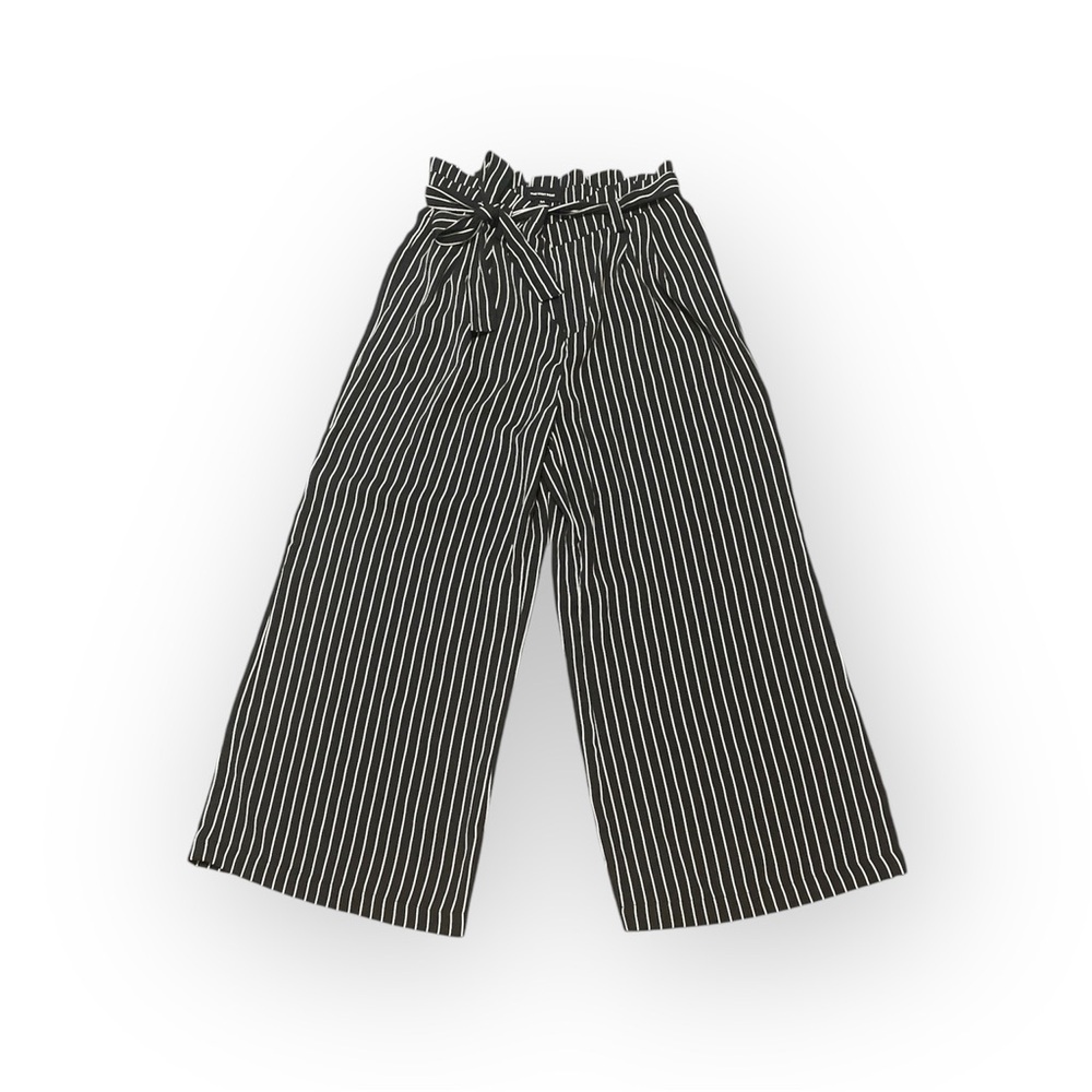 Who What Wear Black and White Striped Wide-Leg Pants